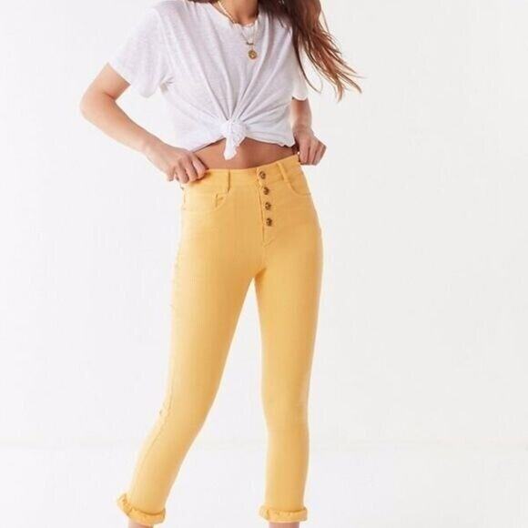 new NWT Sz XS 0-2 yellow Capulet Imogen Cropped Ruffle Jean - Picture 3 of 8